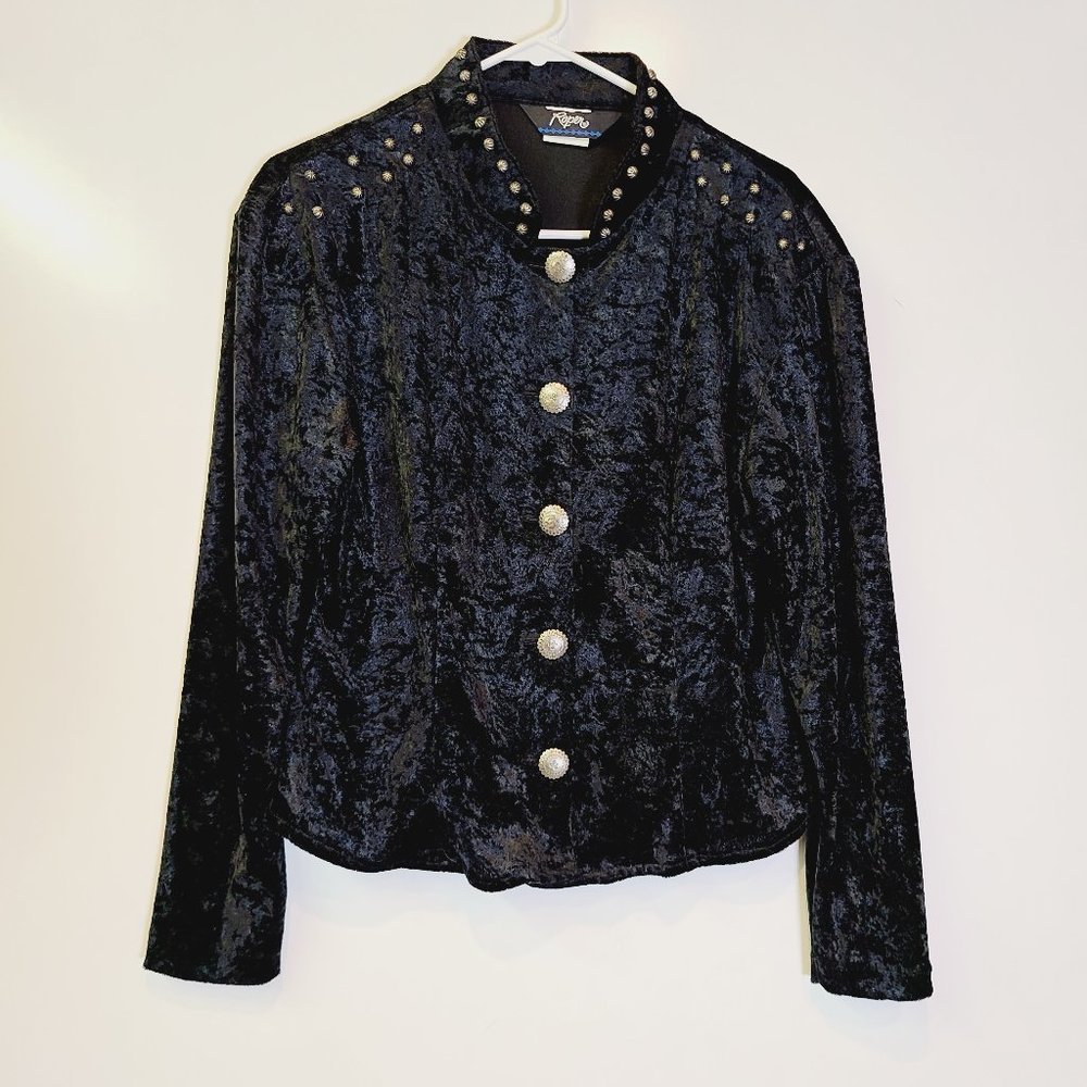 Vintage Roper Tem Tex Velvet Western Jacket Blazer Silver Buttons Womens Medium